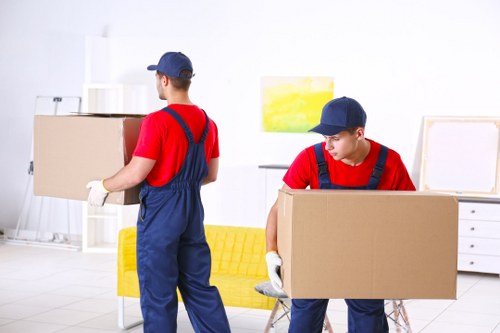 Office removals team preparing business equipment for a Lambeth office move