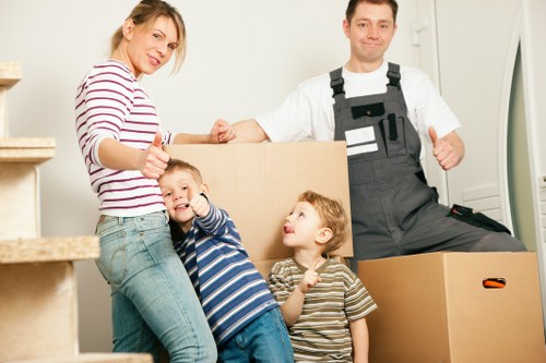 Loading furniture and boxes into a removal van in South London